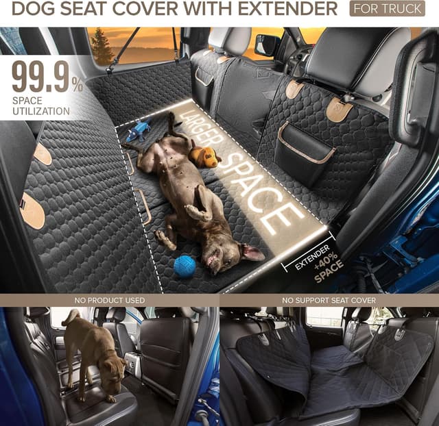 Detalle 2 de SHARLOVY XL Truck Back Seat Extender for Dogs (hard-bottom hammock) – waterproof back seat cover