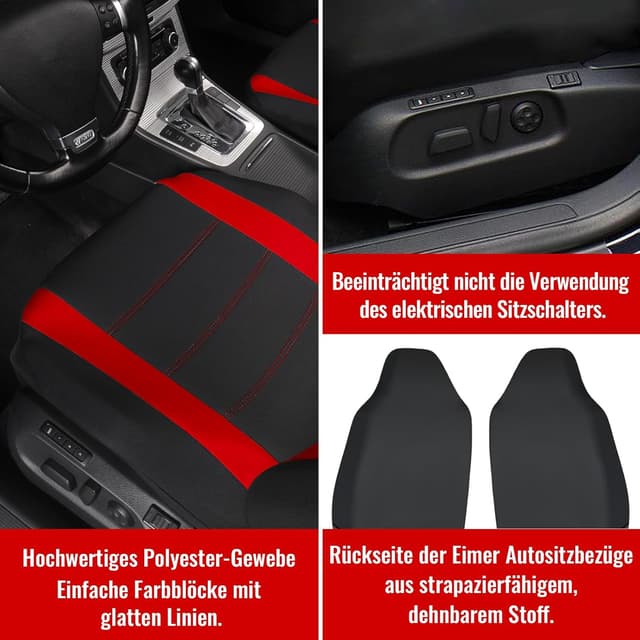 Detalle 2 de AUTOYOUTH Autositzbezüge für Vordersitze – einteilige Sitzauflagen mit Airbag-kompatiblem Design
