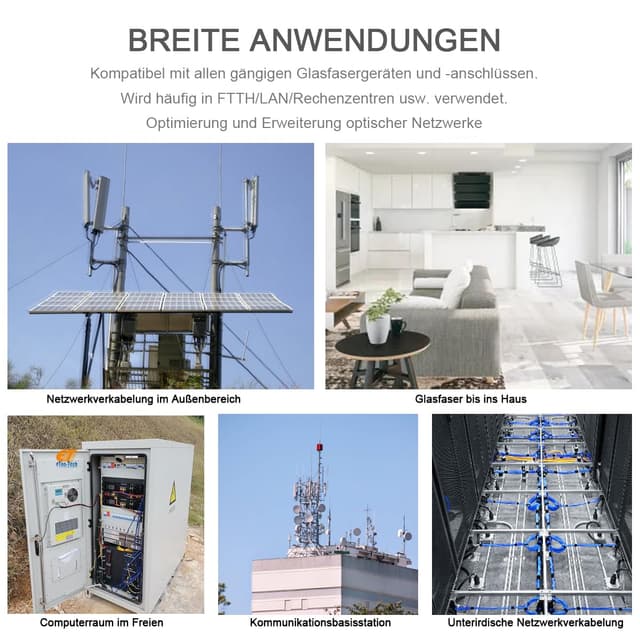 Detalle 2 de RamboCables 30 m gepanzertes Glasfaser-Kabel OM4 (LSZH, OD 3,0 mm) LC auf LC Duplex Multimode – für Innen & Außen