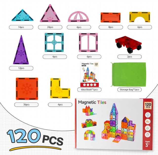 Thumbnail 4 de Xekel 120PCS magnetic building blocks set 🧩