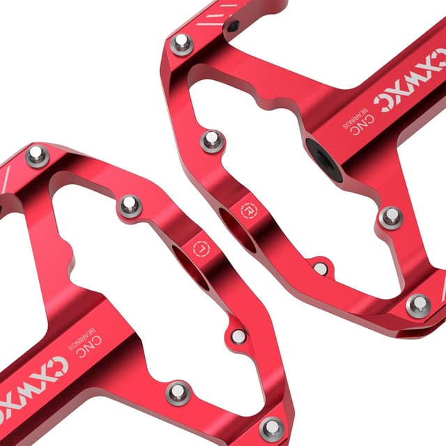 Detalle de Pedali flat CXWXC MTB con riflettori, 3 cuscinetti, attacco 9/16" in alluminio CNC