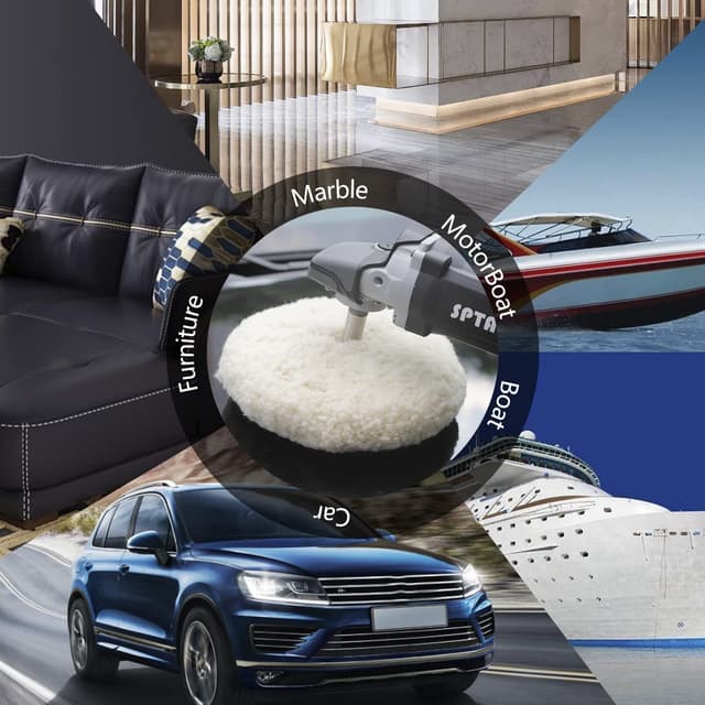 Detalle 2 de SPTA 8" (200mm) Double-Sided 100% Natural Wool Buffing Pad with 5/8-11 Thread