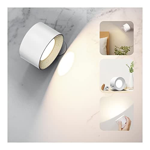 Detalle de Coollamp lámpara de pared LED recargable con control táctil y rotación 360° (blanco)