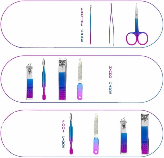 Detalle de Kit manucure coupe-ongles : ensemble 7 outils avec étui de voyage PU