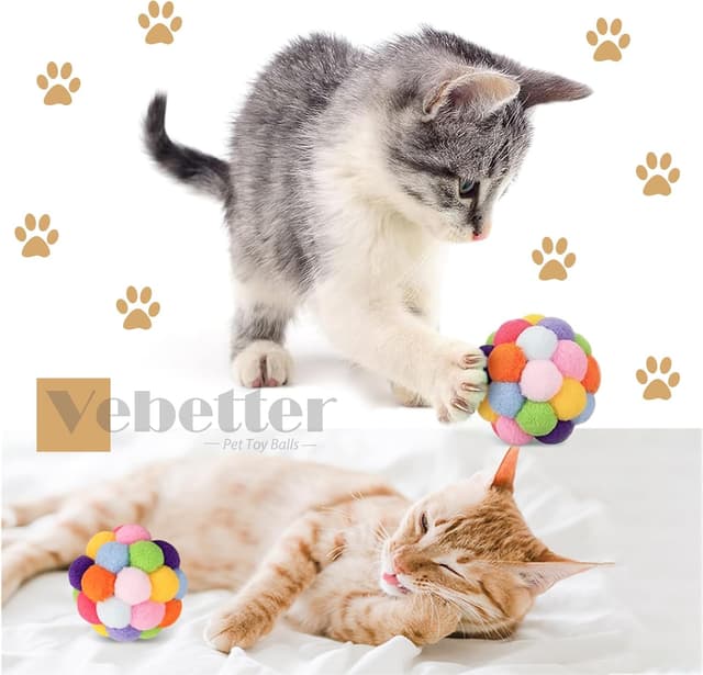Thumbnail 6 de Vebetter Filzbälle für Katzen (9 Stück) – weiche Katzenspielzeug-Bälle aus Filz, 4,5 cm