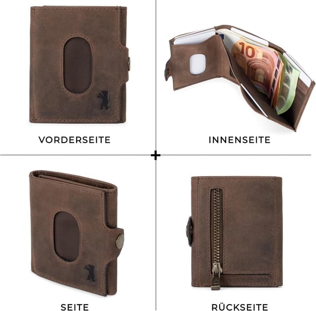Thumbnail 6 de Berliner Bags Vintage Slim Wallet Hamburg Leder-Minibörse mit TÜV-geprüftem RFID-Schutz – Braun