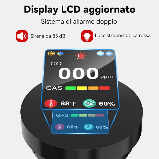 Thumbnail 3 de CHZHVAN Rilevatore gas e monossido di carbonio 4‑in‑1