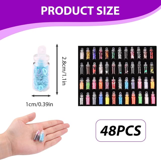 Detalle de Eddrfy 48-teiliges Glitzerpulver-Set für Basteln, Gesicht, Nägel und Party-Make-up