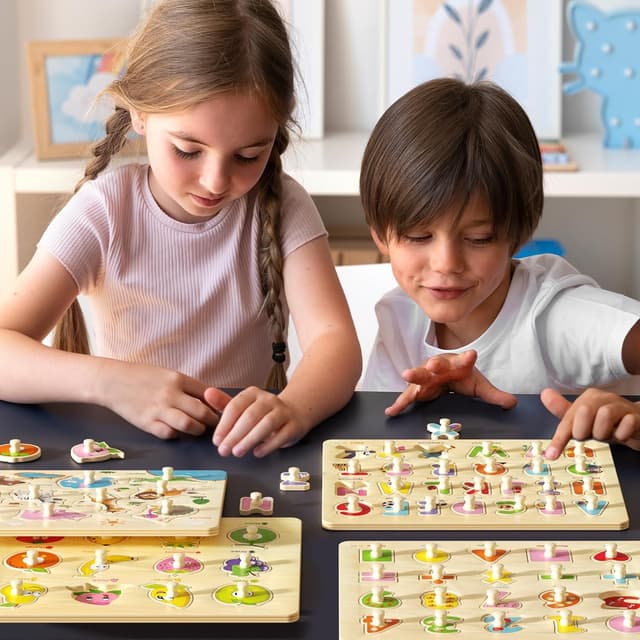 Detalle 1 de edutree Hölzerne Steckpuzzle 6er Pack