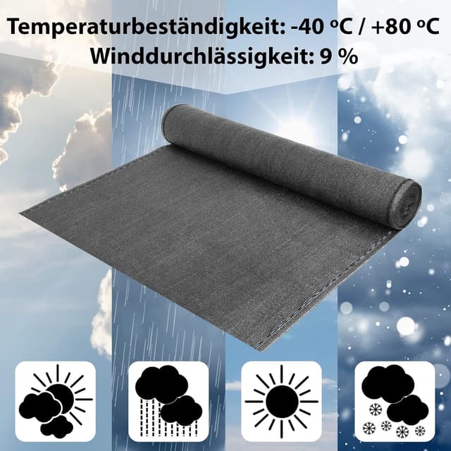 Detalle de BB Sport Sichtschutz Zaunblende Grey 1,5 m x 15 m (150 g/m²) inkl. UV-festem Nylonkordel