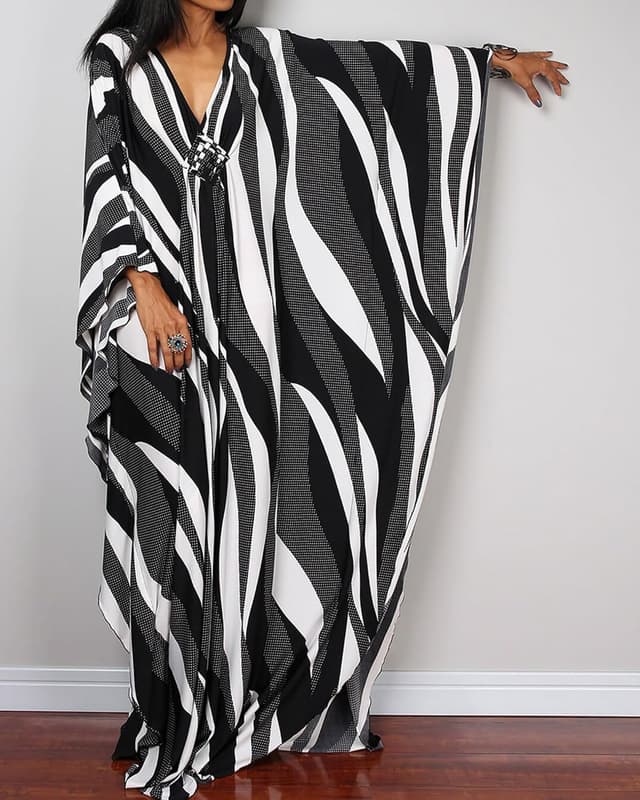 Detalle de Bsubseach Women’s Ethnic Print Kaftan Beach Dress (Plus Size) Swim Cover-Up