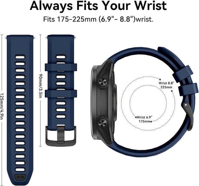 Detalle 2 de OVERSTEP 22mm silicone replacement watch band for Garmin Forerunner 970/965/955/945 and Descent G1/G1 Solar