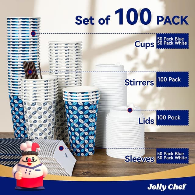 Thumbnail 4 de JOLLY CHEF 16oz Coffee Cups 100-Pack