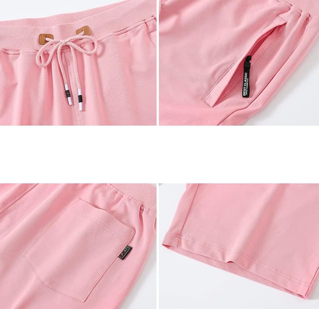 Detalle de QPNGRP Men’s Casual Shorts with Drawstring, Zipper Pockets, Elastic Waist