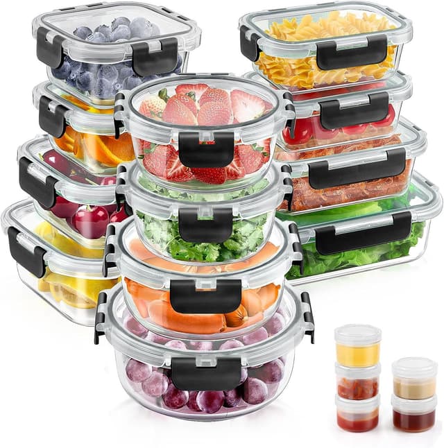 Detalle de AMALEKO 34pcs Glass Food Storage Set 🍱