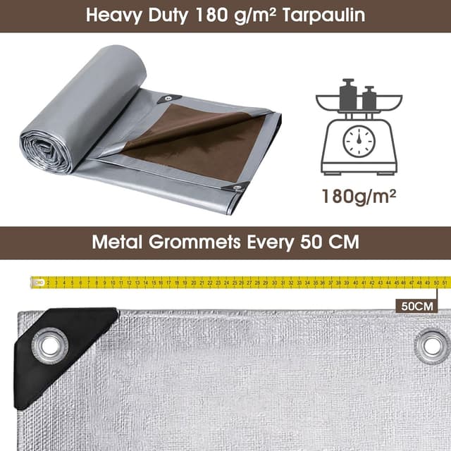 Detalle de SHANNA 3x6 m Waterproof Heavy Duty Tarpaulin Sheet Cover (180 GSM PE) with Reinforced Grommets