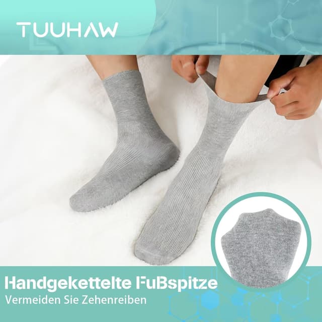 Thumbnail 3 de TUUHAW Diabetikersocken 10 Paar ohne Gummibund