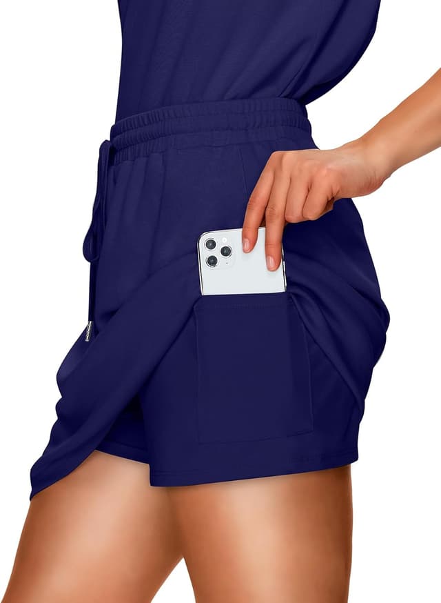 Detalle de WIHOLL Two-Piece Skirt Set for Women (Tennis Skirt with Built-In Shorts) – Summer Vacation Outfit