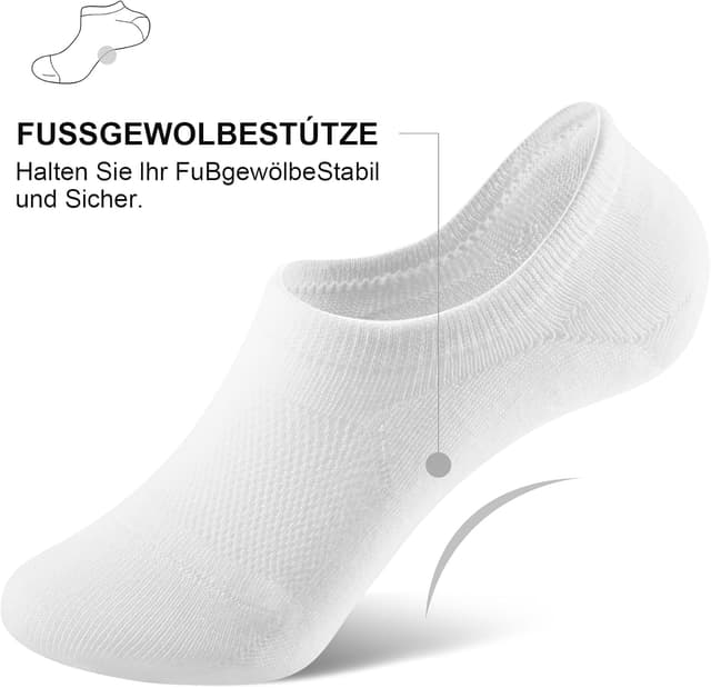 Detalle de fitfets Sneaker Socken 8 Paar No-Show Füßlinge aus Baumwolle (Gr. 35–50) für Herren & Damen