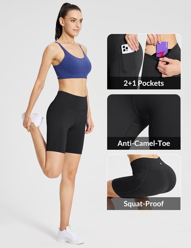 Detalle 2 de baleaf Women's Biker Shorts High Waist 8"