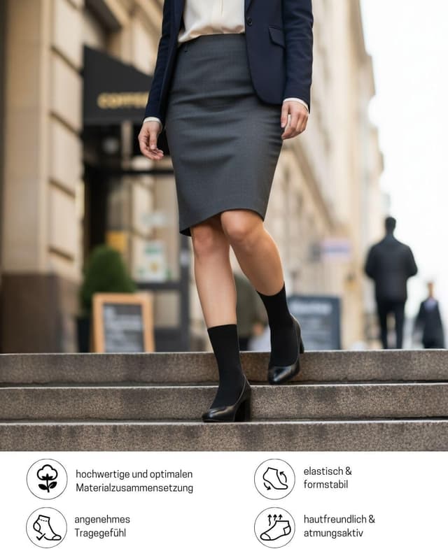 Detalle 2 de 10 Paar Socken Herren Damen Business Baumwolle