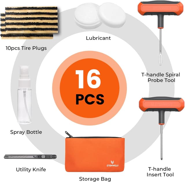 Thumbnail 1 de ETENWOLF Flat Tire Repair Kit 16 Pcs