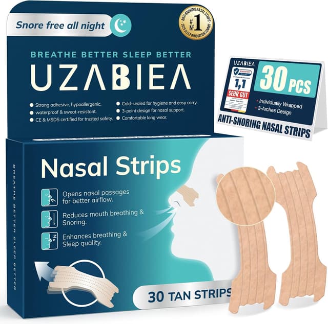 Detalle de UZABIEA Tiras Nasales 30 unidades para ronquidos
