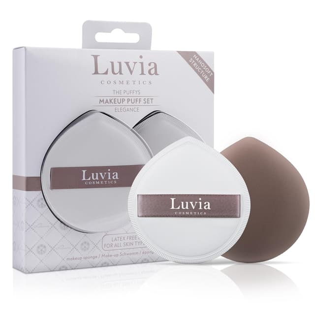 Detalle de Makeup Puff Set Elegance „The Puffy’s“ – Luvia Cosmetics: 2 Kosmetikschwämme & Puderquaste mit wendbarem Gummiband