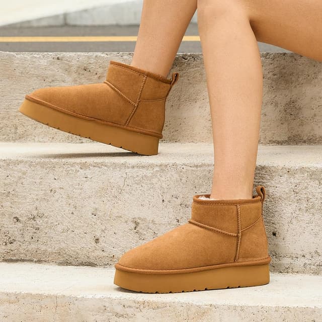 Thumbnail 4 de OOW Ankle Platform Boots Genuine Suede Cozy Lined Boots