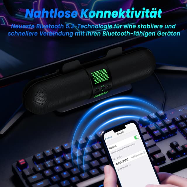 Thumbnail 3 de BESTISAN Computer-Lautsprecher Bluetooth Typ-C