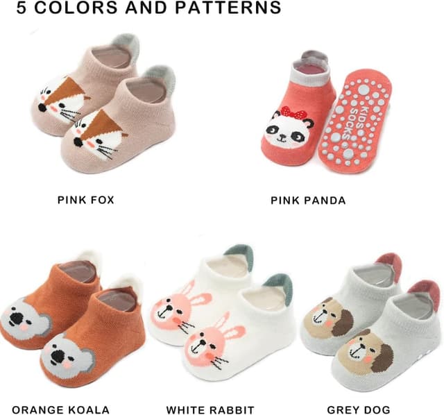 Thumbnail 3 de Exemaba Baby Non Slip Grips Ankle Socks 5 Pairs