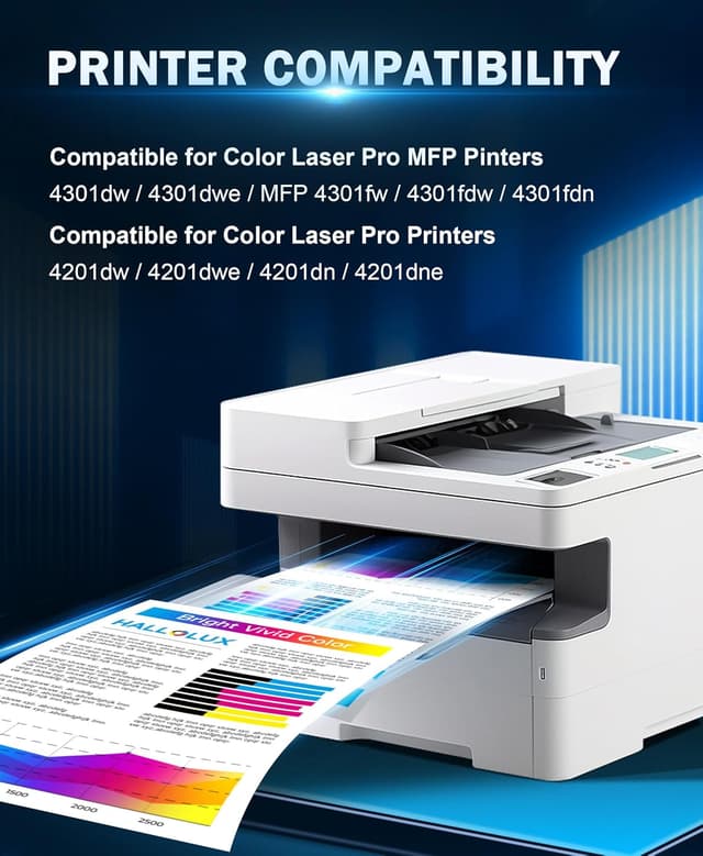 Detalle de HALLOLUX 220A / 220X Toner-Set kompatibel mit HP 220A (Multipack, 4er-Pack) für Color LaserJet Pro MFP 4302dw & Co.