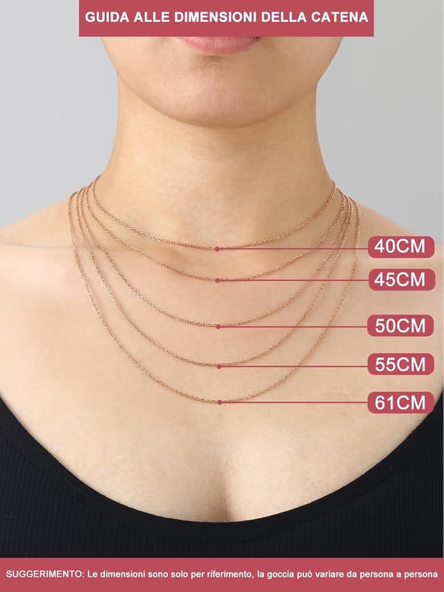 Detalle 2 de FOCALOOK Collana sottile da donna e uomo in acciaio inox 316L con catena di ricambio per pendente