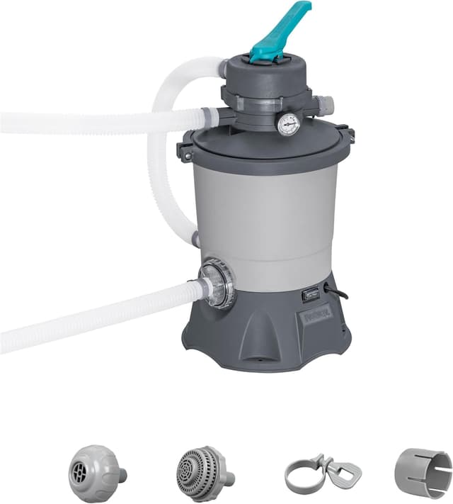 Detalle de Pompe de filtration à sable Bestway pour piscine hors sol, 3 596 L/h (gris/vert)