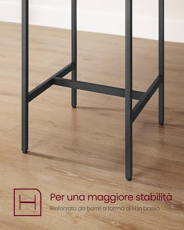 Detalle de VASAGLE tavolo da bar con sgabelli LBT017B56, set cucina 60 x 60 x 90 cm con 2 sgabelli