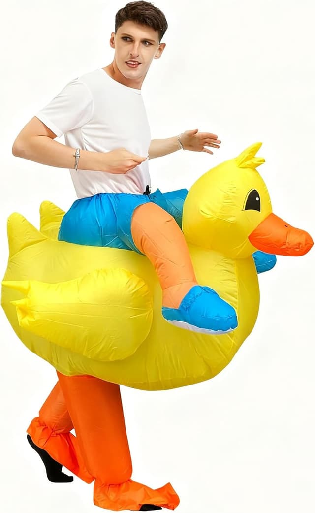 Detalle de Inflatable Duck/Pig Costume for Adults (Yellow Duck / Pink Pig) — Battery-Fan Onesie Fancy Dress for Parties