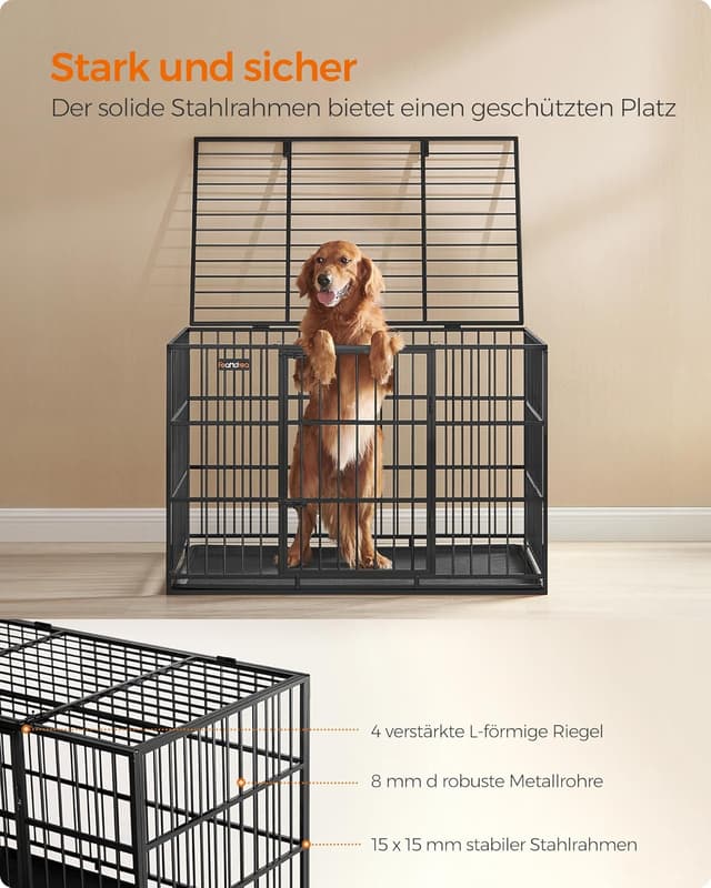 Thumbnail 3 de Feandrea PPD006B01 Hundekäfig 122×75×80 cm für große Hunde