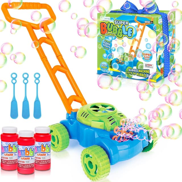 Detalle de ArtCreativity Bubble Lawn Mower Toy for Toddlers (Ages 1–3) — Bubble-Blowing Push Mower with Sound Effects
