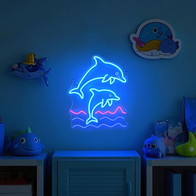 Thumbnail 1 de Delphin Neon-Schild für Partys