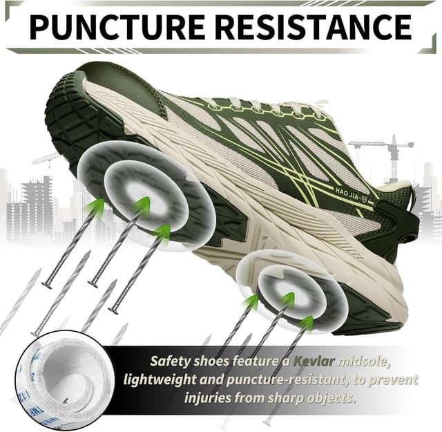 Detalle de Safety Trainers with Steel Toe Cap, Kevlar Midsole & Non-Slip EVA Sole – breathable work shoes