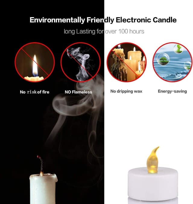 Detalle 2 de PILLOBOX Battery Operated Tea Light (24 Pack) – Warm Yellow Flameless Flickering LED Candles