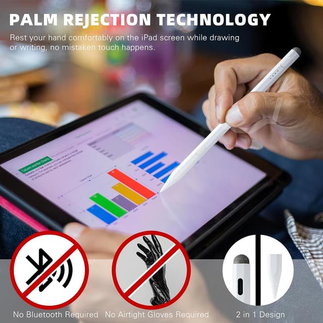 Detalle de Defitch Stylus Pen for iPad (Pencil) 11th/A16 & 10th Gen — 2-Pack Capacitive Stylus