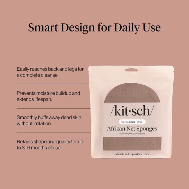 Thumbnail 2 de Kitsch African Net Sponge 3-pack exfoliating body scrubber