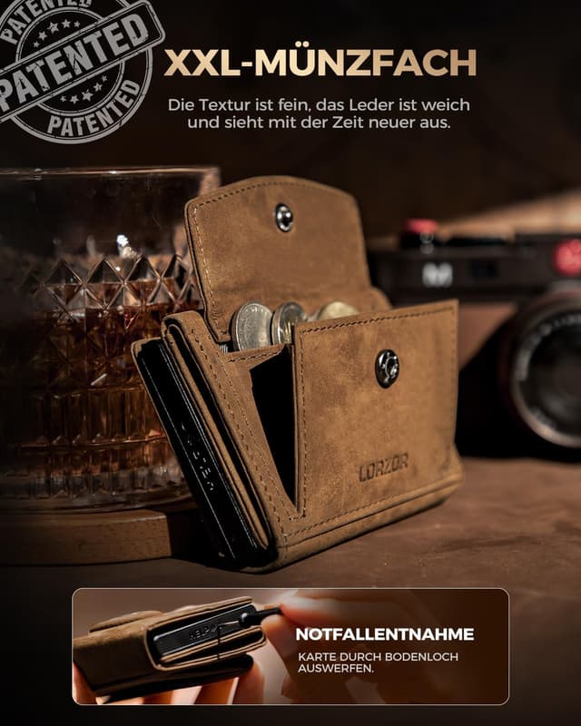 Detalle 2 de LORZOR AirTag Wallet Slim Wallet 10+ Münzen