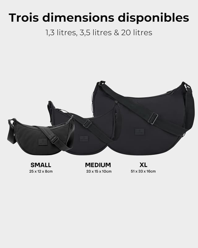 Thumbnail 6 de Johnny Urban Kaia Medium Puffer Moon Bag bandoulière en nylon noir, demi-lune imperméable (sacoche demi lune)