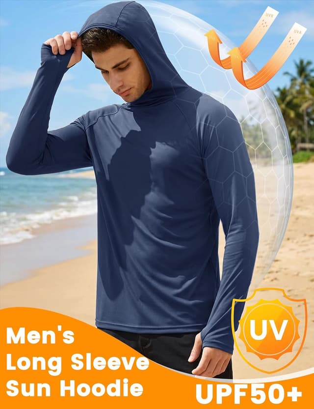 Detalle 2 de MAGCOMSEN men’s sun hoodie with UPF 50+ UV protection, quick-dry long sleeves and thumb holes