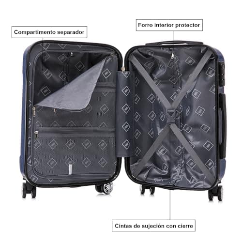 Detalle de 1990s maleta de cabina de policarbonato 55x40x20 cm (40 L) azul marino con 4 ruedas 360º