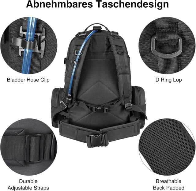 Detalle 1 de Wiserset taktischer Rucksack 60 l MOLLE