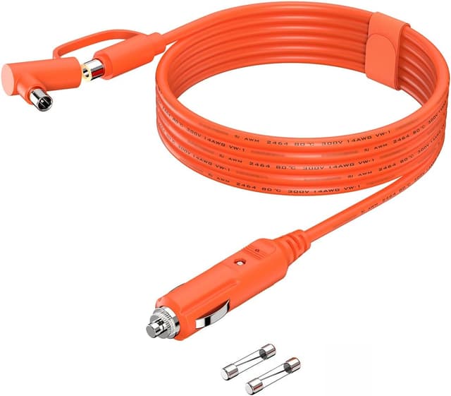 Detalle de TONTON 2M Auto-Zigarettenanzünder auf DC7909/DC8020 Adapter (12–24V) – 14AWG Kabel für Jackery, Bluetti, Anker & mehr