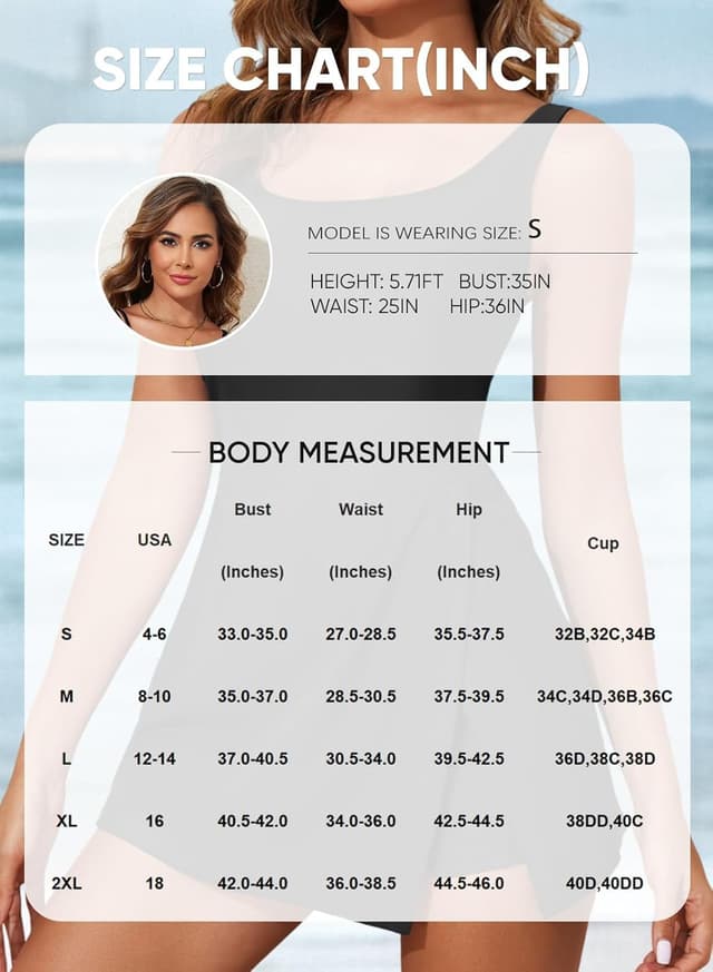 Thumbnail 5 de Aleumdr One Piece Swimdress Tummy Control